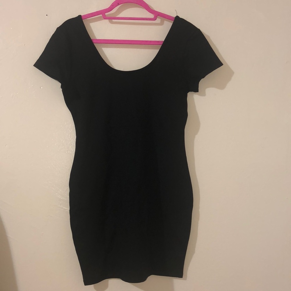 Black mini body con dress